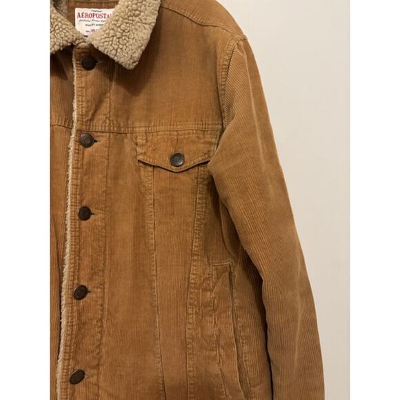 Vintage Aeropostale Sherpa Lined Corduroy Jacket Medium Brown Trucker Y2K - Picture 6 of 7